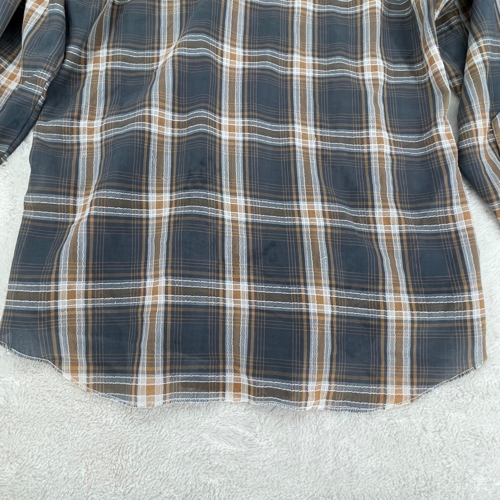 Vintage H Bar C California Ranchwear Western Pearl Snap Plaid Shirt Thrashed - Picture 5 of 12